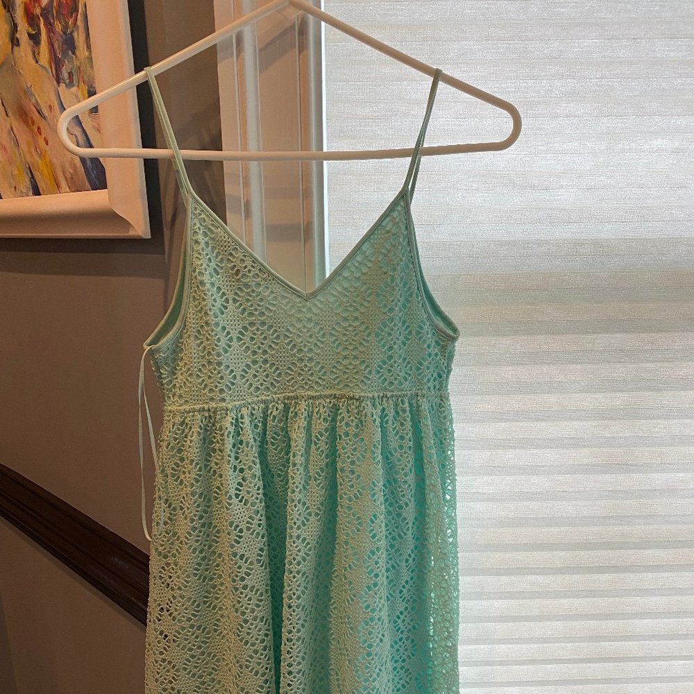 Express Crochet Mint Mini Dress